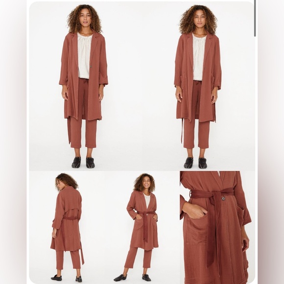 Raquel Allegra Textured Grain and Grosgrain Ribbon Short Trench Coat - Size 0